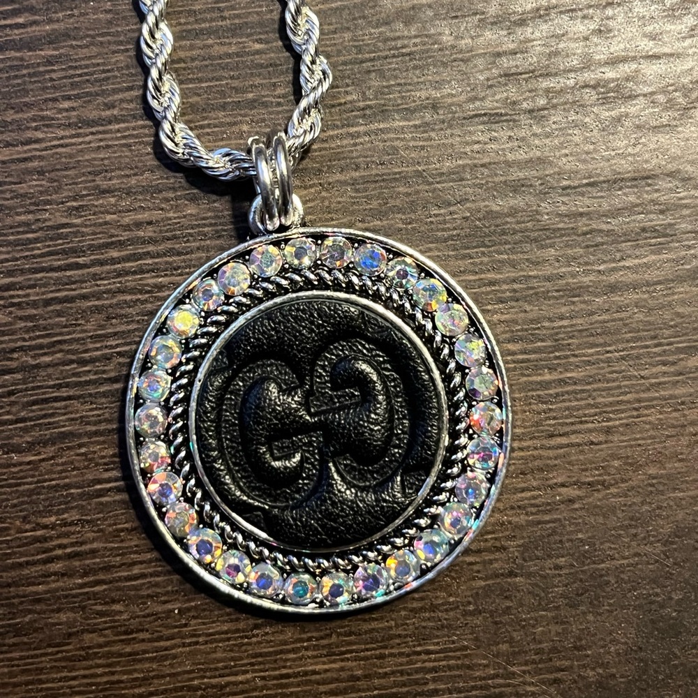 SOLD- Keep it Gypsy Necklace with Braided Silver Chain. SOLD